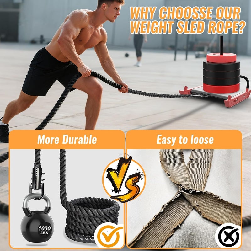 Keepark Store Weight Workout Sled Pulling Rope - 1.5 Inch Dia.15FT 20FT 30FT 40FT Length Heavy Duty Workout Rope for Weight Sled, Tire Drag, Football Training, Fitness Resistance Exercise Equipment for Men & Women - Image 4